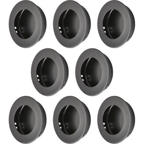 Lot de 8 poignées de porte rondes encastrées en acier inoxydable pour porte coulissante de cuisine (noir) (1/5)
