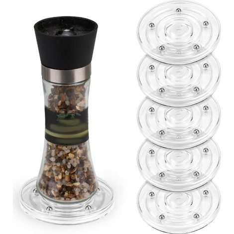 Lazy Susan Small Turntable Set of 6 10cm Acrylic Rolling Base with Steel Ball, Mini Rotating Organizer for Kitchen Cake Decorating Cookies (1/5)