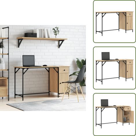 Rangement bureau - vidaXL Bureau d'ordinateur chêne sonoma 131x48x75 cm bois d’ingénierie - Bureau bois (1/5)