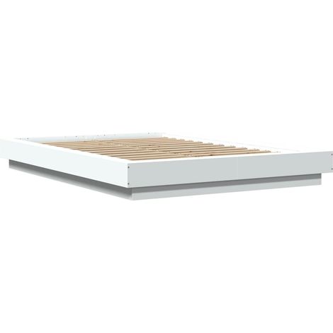 Bed Frame with LED Lights without Mattress White 140x190cm vidaXL