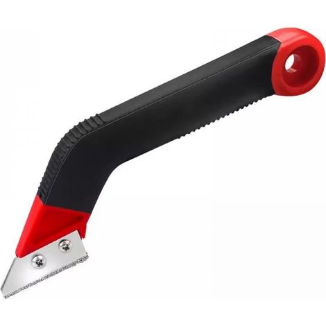 Outil de retrait de coulis 1 pièce (1 lame, 1 poignée) dissolvant de coulis de carrelage, scie à onglet, rouge et noir, compact, en caoutchouc, facile à transporter et à ranger, polyvalent (1/5)