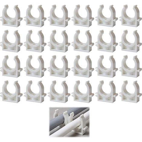 Lot De 24 Clip De Tuyau en Plastique 25 Mm Blanc,collier De Serrage, Support Tuyau Piscine Pour La Fixation Des Chemins De Câbles Dans Les Salles De Bains, Montage Mural (1/5)