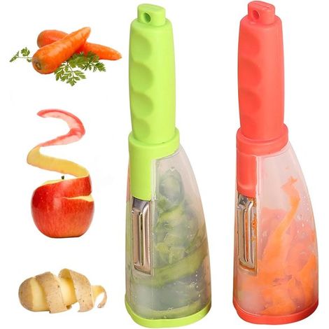 2 piezas, Pelador multifuncional de frutas y verduras con soporte, Mango antideslizante, Pelador de acero inoxidable, la cocina y la oficina (1/5)