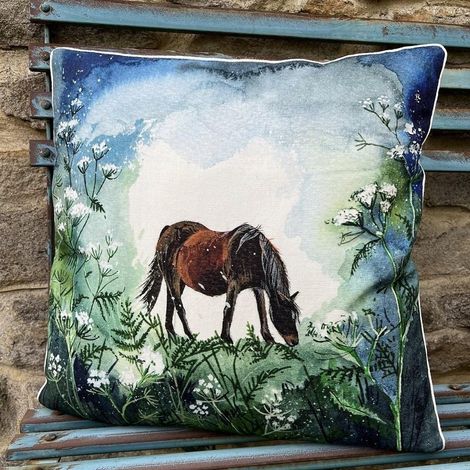 Teka Kissen Pferd 45x45 cm Abnehmbarer Baumwollbezug