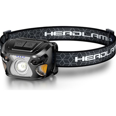 Rechargeable LED Headlamp, Ultra Bright Sensor Headlight with 3 Lighting Modes, Red LED Headlamp with White Flashlight (1/5)
