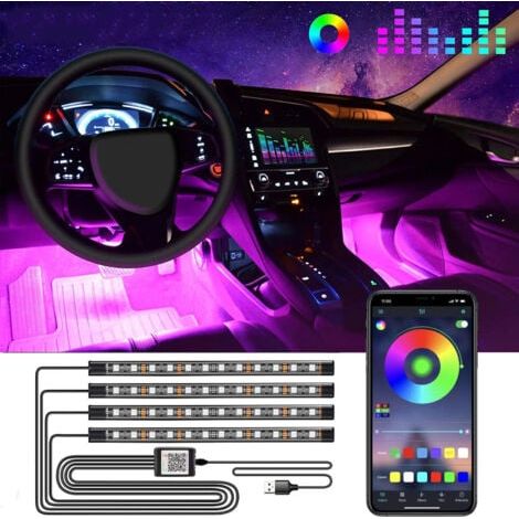 Éclairage intérieur de voiture, accessoires LED, contrôle APP, éclairage de tableau de bord RVB à couleur changeante avec chargeur de voiture 12 V 2 A, adapté au chargement USB (1/5)