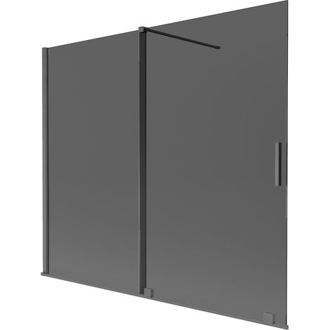 Mexen Velar mampara de bañera corredera de 2 hojas 180 x 150 cm, grafito, gris arma cepillado - 896-180-000-41-66 (1/2)