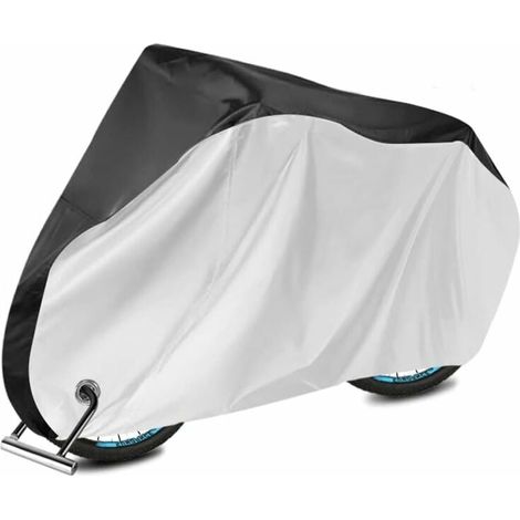 1 x Copertura per bicicletta nera+argento, tessuto Oxford 300D PU, antipioggia, anti-UV, antipolvere, antiscivolo. (1/5)