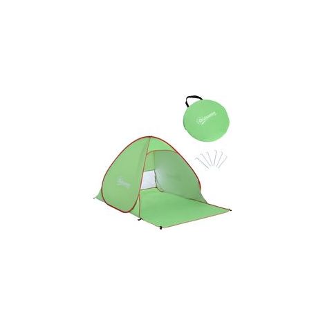 Abri de plage tente de plage pliable Pop-up automatique instantané protection UV fenêtre arrière grand tapis de sol vert rouge