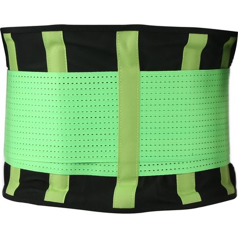 Ceinture lombaire respirante avec plaque en acier, maintien chaud et élastique pour hommes et femmes - Vert fluo (1/5)