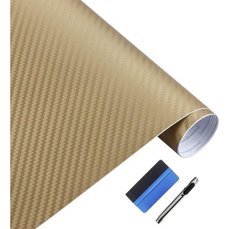 3D Carbonfolie Gold 30x152cm blasenfrei mit Werkzeug (1/5)