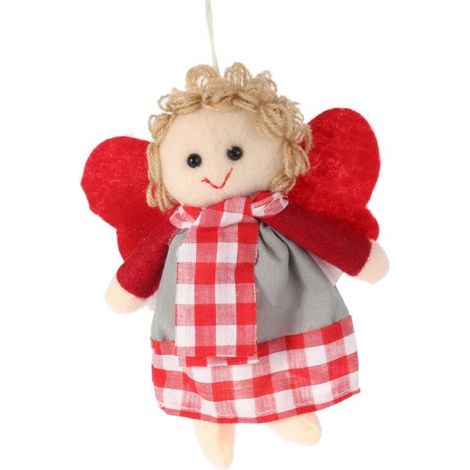 Decorazione natalizia, ciondolo a forma di angelo, in tessuto, 15 cm, rosso (1/3)