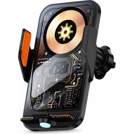 Support Téléphone Voiture avec Charge Sans Fil Magnétique 15 W, Ouverture Électrique, Noir (1/5)