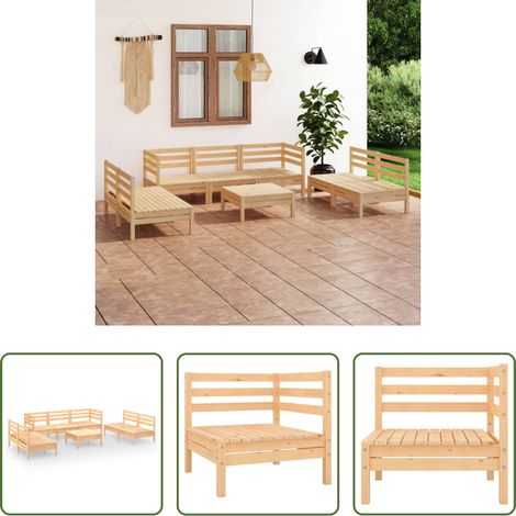 Massivholz - 8-tlg. Garten-Lounge-Set Massivholz Kiefer (1/5)