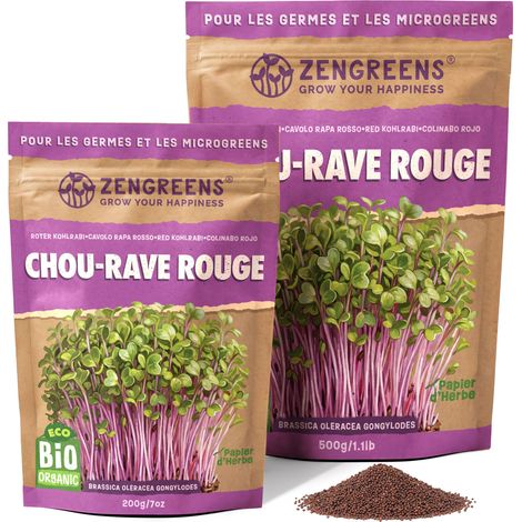 Graines à germer bio Chou-rave Rouge 200 g micro-pousses (1/5)