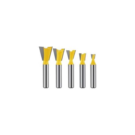 5 Pièces 8mm Fraise à Queue D'aronde Bois, Fraises à Rainurer pour Défonceuse 1/4" 1/2" 3/8" 5/8" 3/4", Fraise a Surfacer en Carbure de Tungstène pour Travaildu Bois Outils de Coupe (1/4)