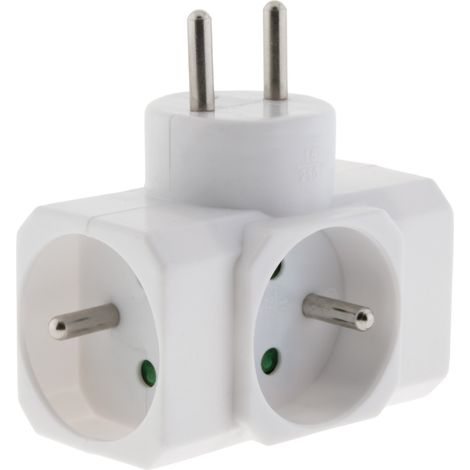 Zenitech – Multiprise triplite 16A 3680W 230V – 3 prises 2P+T – Design blanc discret – Conforme aux normes CE (1/5)