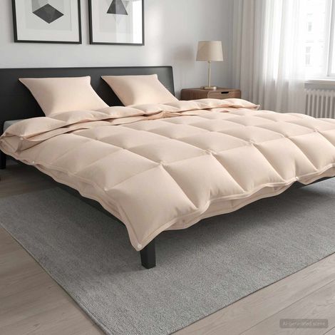vidaXL Juego de Edredón 2 uds. 200 x 220 cm Kapok y poliéster Beige (1/5)