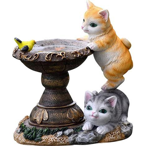 Solarbetriebene Katzenstatue, Schmetterlings-Solarleuchten für den Außenbereich, dekorative Tierfigur für Garten, wasserfeste Harzskulptur, LED-Beleuchtung, für Rasen und Terrasse (1/5)