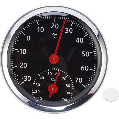 Thermomètre Hygromètre Mécanique Sans Pile Précis Cadran Aluminium 5,5cm pour Intérieur Voiture et Bureau Design Élégant (1/5)