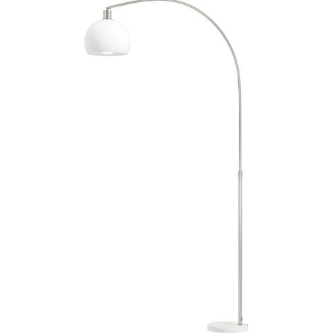 Lámpara de pie arqueada blanca con interruptor de pie, base de mármol y pantalla de plástico (1/5)