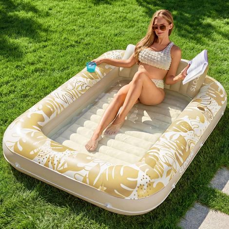 Matelas Gonflable 178 x 116 cm pour Piscine, Bain de Soleil pour Adultes, Flotteur de Piscine, Matelas Gonflable pour Adultes, divertissements d'été, fête Aquatique (Fleur Violette)