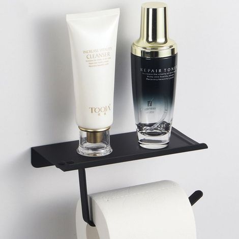Acier Inoxydable Porte Rouleau Toilette,1 pièce Dérouleur Papier WC Brossé,porte Pouleau de Papier Hygienique,Porte-Papier Hygiénique Avec Etagère pour Téléphone, pour Salle de Bain et Cuisine (1/2)