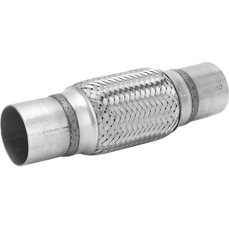 Tuyau Flexible D'échappement en Acier Inoxydable, 57x250mm Double Soufflet Tressé Argent pour Voiture Tout-terrain (1/5)
