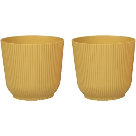Matts Blumentöpfe, runde Kunststoff-Pflanztöpfe, robust und leicht für Wohn- und Esszimmer - 2 Stück (Senfgelb, 14 cm) (1/5)