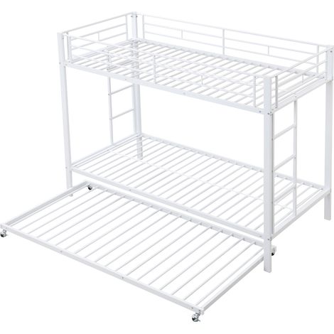 Litera de metal blanca 90 x 200 cm con cama nido para niños, certificada EN747 (1/5)