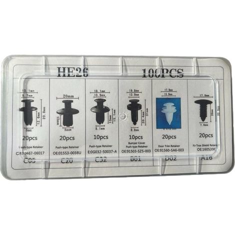 Clip di fissaggio in plastica - 100 pezzi - Clip per carene moto - Clip di montaggio per interni auto - Pannelli di rivestimento - Elementi di fissaggio per pannelli delle portiere auto (1/4)
