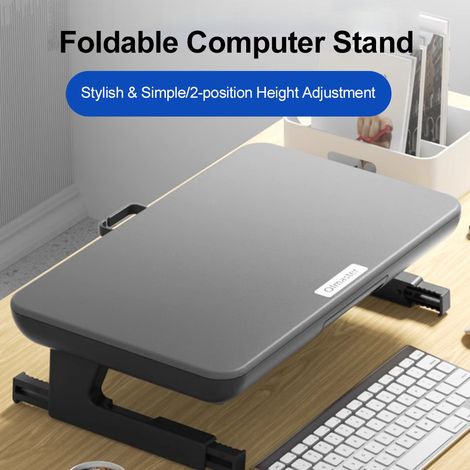 Support pliable pour ordinateur portable Olmaster, rehausseur d'écran pour bureau, design ergonomique, réglage en hauteur sur deux niveaux, rangement pratique, support pliable en forme de L, rangement (1/2)