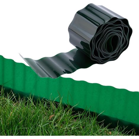 Bordure de jardin ondulée 15 cm x 9 m – Bordure de pelouse en plastique – Facile à installer pour potagers et parterres de fleurs (1/5)