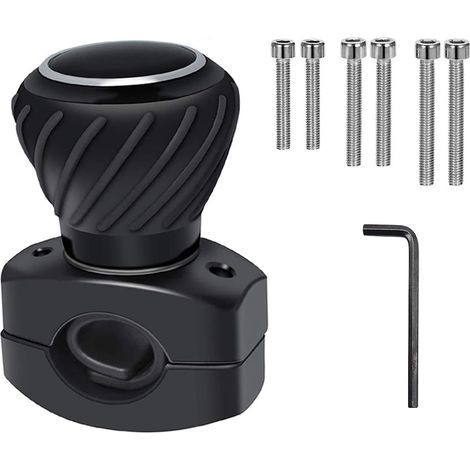 Universal Car Steering Wheel Ball, 360 Degree Auxiliary Steering Wheel Button, Power Spinner Button, Steering Wheel Ball for Tractor, Car, Truck, Boat Black (Black)