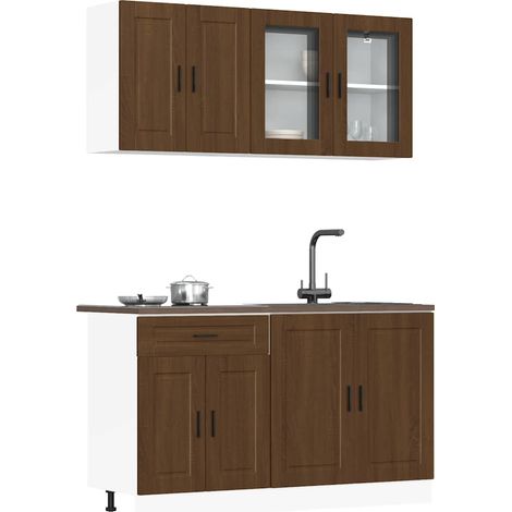4-tlg. Küchenschrank-Set Porto Braun Eichen-Optik Holzwerkstoff