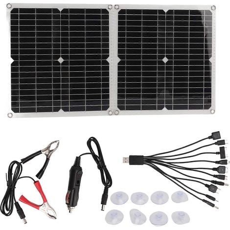 Kit de panneau solaire monocristallin pliable USB 50 W pour recharge extérieure de téléphones portables et ordinateurs portables