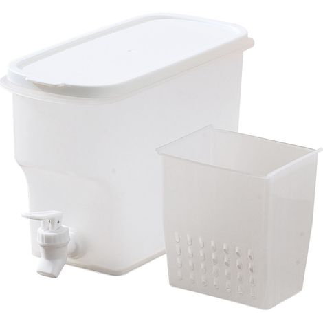 1 fontaine à eau, distributeur de boissons, 3,8 L, filtre intégré, dimensions 28,5 x 18 x 12 cm, blanc, pour maison et été (1/5)