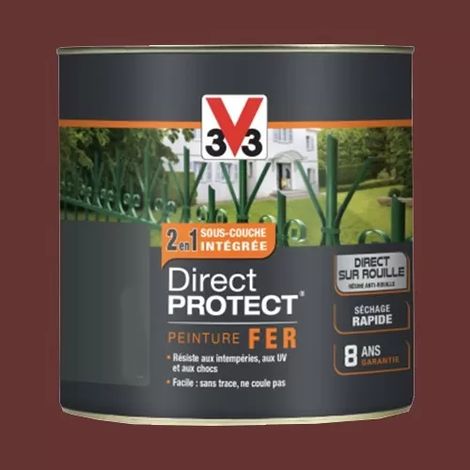 V33 Peinture Direct Protect Fer Rouge Basque 0,25 L (1/2)