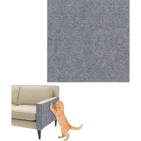 Tapis Griffoir Mural Autocollant 30x30cm pour Chat, Protection Anti-Griffes pour Canapé et Meubles, Surface Textile Découpable (Gris Clair) (1/5)