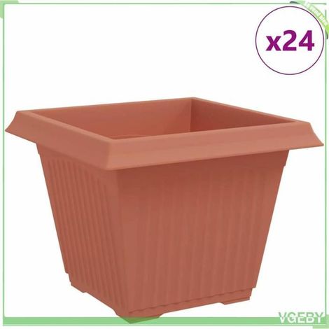 Pot de fleurs carré - FAFEICY - 42020347 - Rouge brique - 43 x 43 x 33,5 cm - Pack 24 percé (1/5)