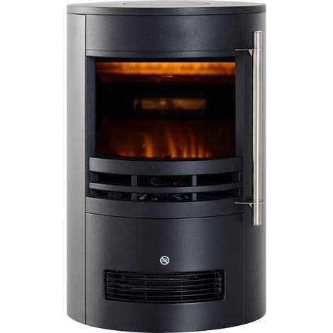 Cheminée électrique chauffage effet flamme LED décorative 900/2000 W, noir (1/4)