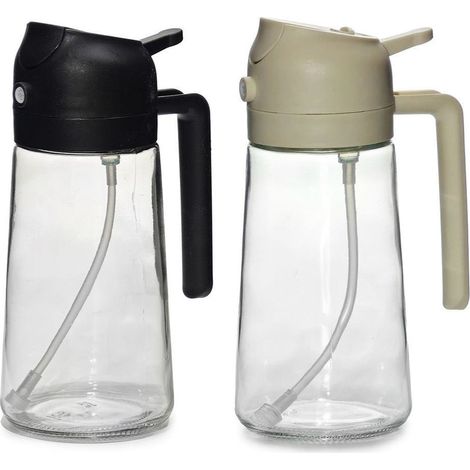 TrAdE Shop Traesio - Bottiglia Dosatore Per Versare Spray Olio Oliera 2in1 In Vetro 480ml Dispenser Da Cucina - (1/5)