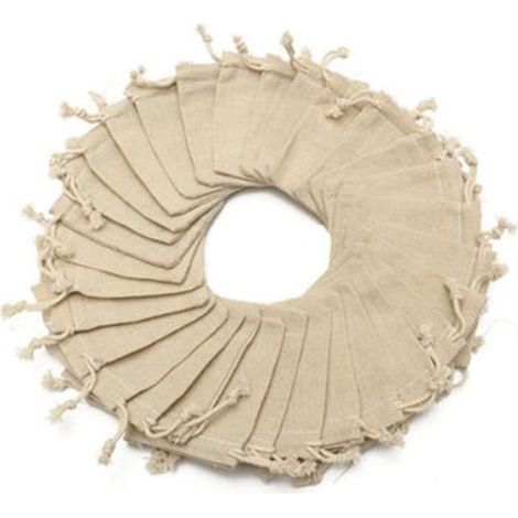 50pcs Petit Sac Pochette en Lin Naturel Jute Toile Sac Cadeau à Cordon (1/4)