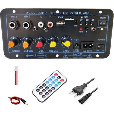 Carte d'amplificateur Bluetooth, amplificateur de basses HiFi, caisson de basses, carte mère d'amplificateur audio karaoké (prise UE) (1/5)