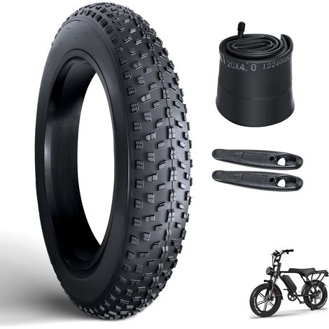 20x4.0 Fat Tire Tube, Fat Tire Résistant à la Crevaison avec Chambre à air, Pneu de Remplacement VTT Pliable, Pneu Fat Bike Compatible avec 20x4.0 All-Terrain Pneus et Chambres à Air pour Vélo (1/5)