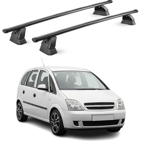 OMAC Barres de toit transversales en acier pour Opel Meriva A 2003-2010 – TÜV / DIN 75302:2019 – Antivol inclus – Rainure en T (accessoires) – Charge max 75 kg – 2 barres – Noir (1/5)