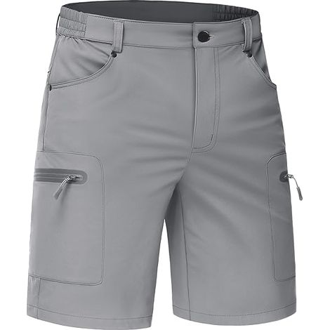 Shorts De Randonnée - Nylon Élasthanne Léger Et Rapide À Sécher - Résistant À L'Eau - 5 Poches Zippées - Taille Réglable Avec Ceinture Élastique - Pour Homme - 1 Pièce (1/3)