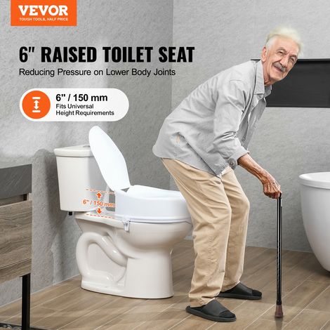Rehausseur de Toilette Universel 150 mm de Haut, Siège de Toilette Surélevé Charge 136 kg, en PP Résistant, Verrouillage par Tige à Vis, pour Personnes Âgées, Handicapés, Patients, Enceintes, Mé (1/5)