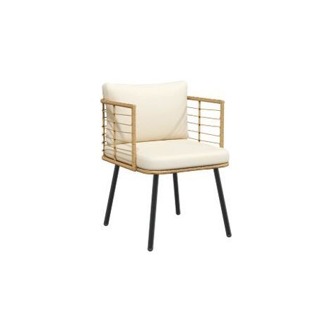 Chaise de jardin avec coussins naturel résine tressée (1/5)