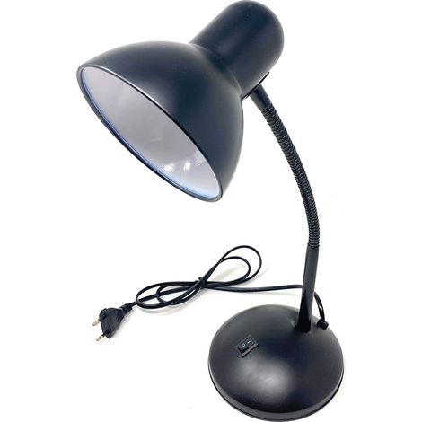 Lampada da scrivania con braccio flessibile snodabile luce lume da tavolo orientabile da cameretta nero